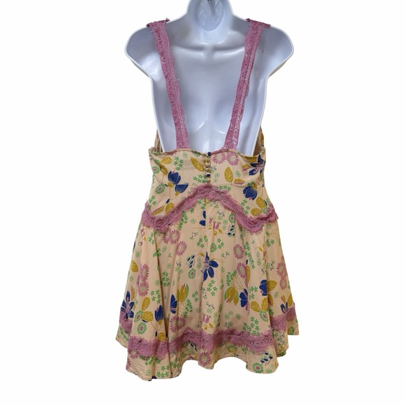 Urban Outfitters Floral Lace Trim Babydoll Mini‎ Dress Size M Coquette Romantic - Picture 4 of 10